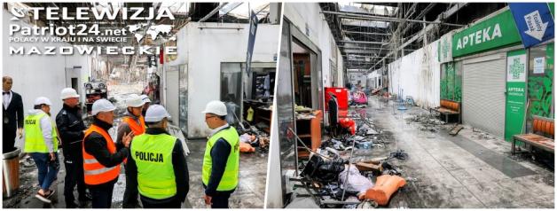 [VIDEO] Policjanci i prokuratorzy zakończyli oględziny pogorzeliska Centrum Handlowego Marywilska 44