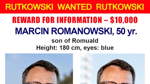Odmena 10 000 $ za informácie vedúce k zisteniu pobytu hľadaného Marcina Romanowského